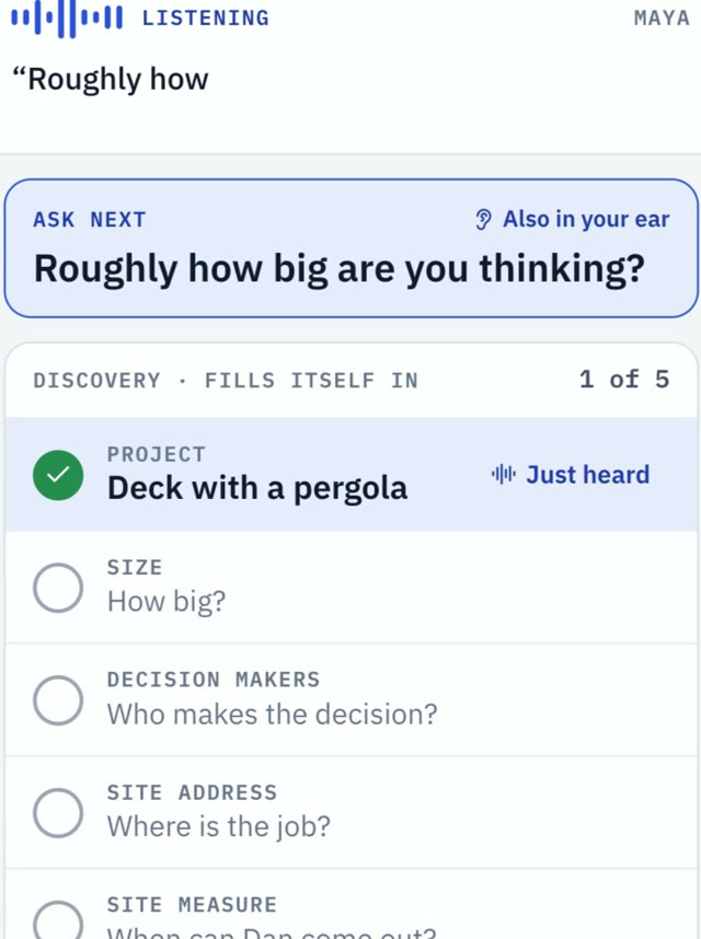Discovery questions filling in during the call